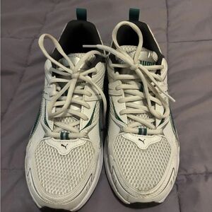 Puma White and Green Athletic Shoes